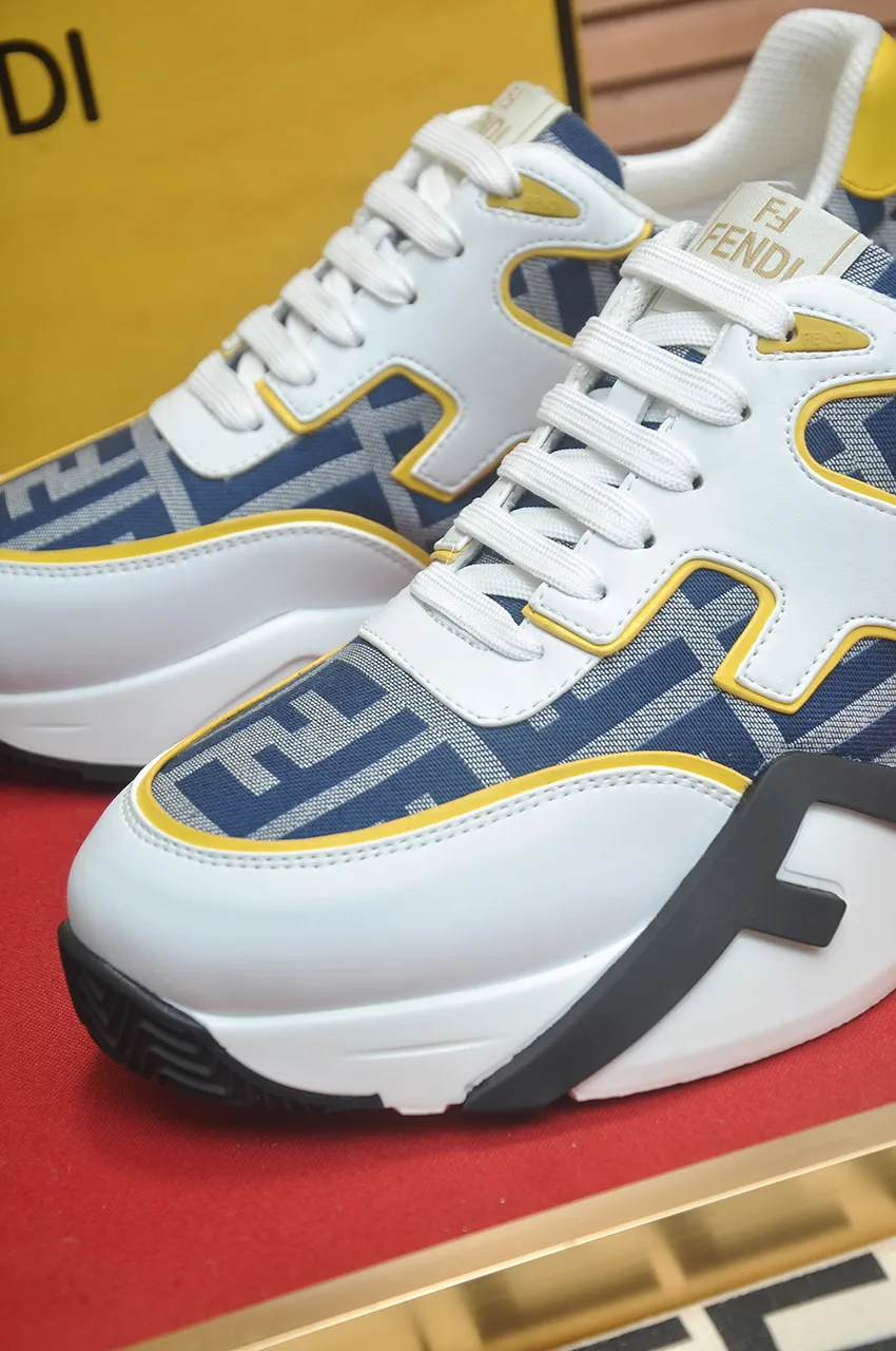 Men's shoes 💰600💶 [Fendi] The latest casual sports shoes 🔥 Many 💑 stars have the same style FD match. The original version is a one-to-one replica. Designer Kim Jones's first fendi match and Donkey brand Trainer basketball sneakers. Material: Original silk mesh. Lining: Breathable mesh. Packaging: Original 1:1 matching high-end packaging. Size: 38-45 (45 is custom-made and cannot be returned or exchanged)